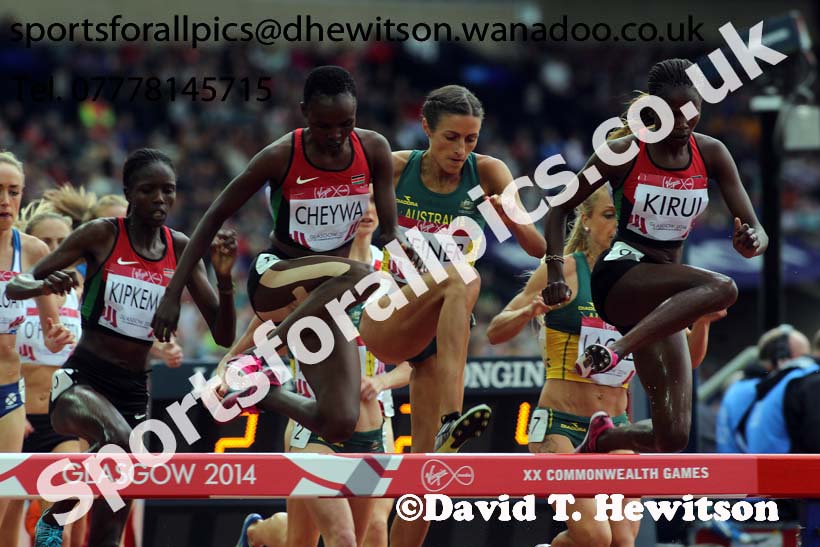 Soon after the start of the womens steeplechase at the Commonwealth Games, Glasgow. Photo: David T. Hewitson/Sports for All Pics